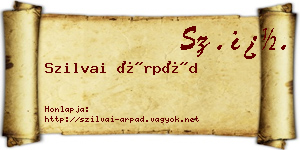 Szilvai Árpád névjegykártya